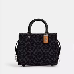 COACH ROGUE 25 BLACK SIGNATURE DENIM NWT